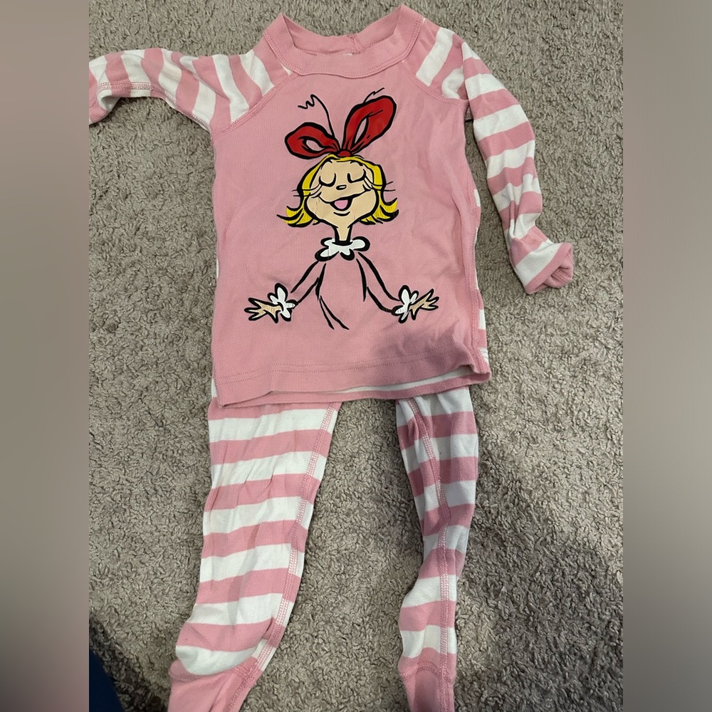 Hanna Andersson Grinch Toddler Girl 3T Christmas Pajamas